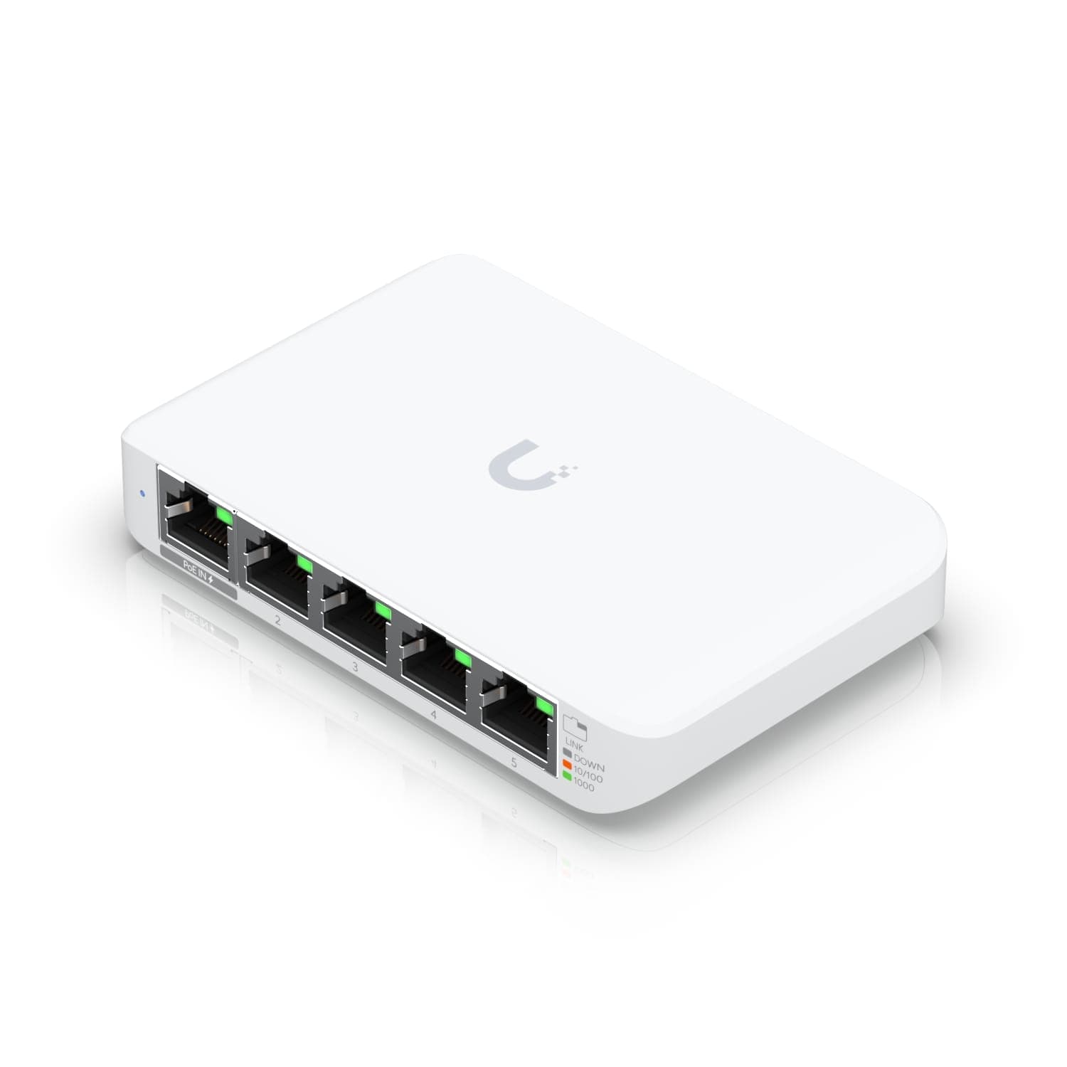 Ubiquiti USW Flex Mini, UniFi, Layer 2 Gigabit Switch, 5x GbE RJ45 Ports, Power Via PoE (802.3af) / USB Type-C 5V 1A