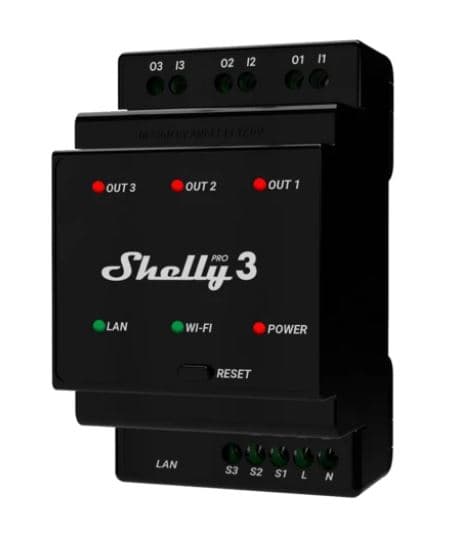 Shelly Pro 3 DIN Rail Three-Channel Dry-Contact Relay